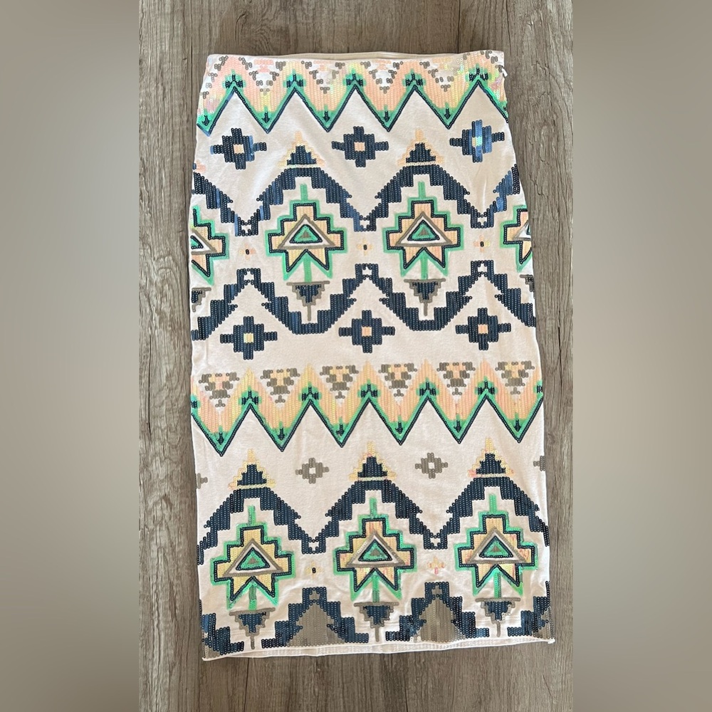 Express Aztec Sequins Skirt